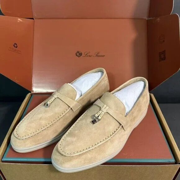 Loro Piana Open Walk Loafers - Beige Suede - Picture 1 of 6